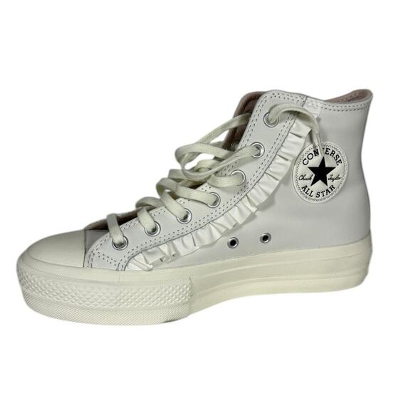 NIB Converse CTAS Lift Hi Vintage White Leather Ruffle High Top Platform Size8.5 - Picture 6 of 7